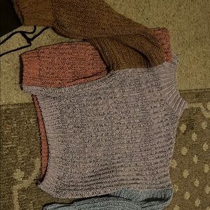 Cozy Knit Women's Sweater - Lavender and Rust